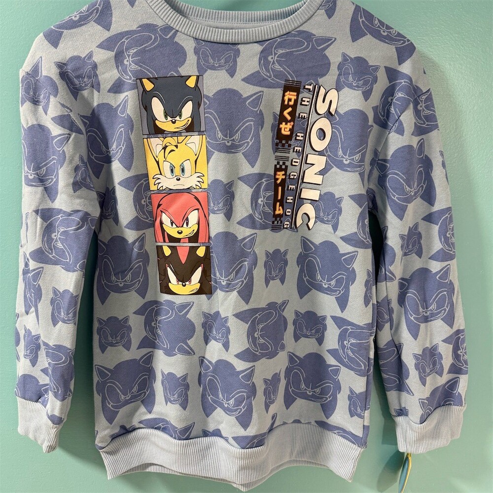Sonic the Hedgehog Crewneck Pullover Sweatshirt Big Boys M All-Over Print